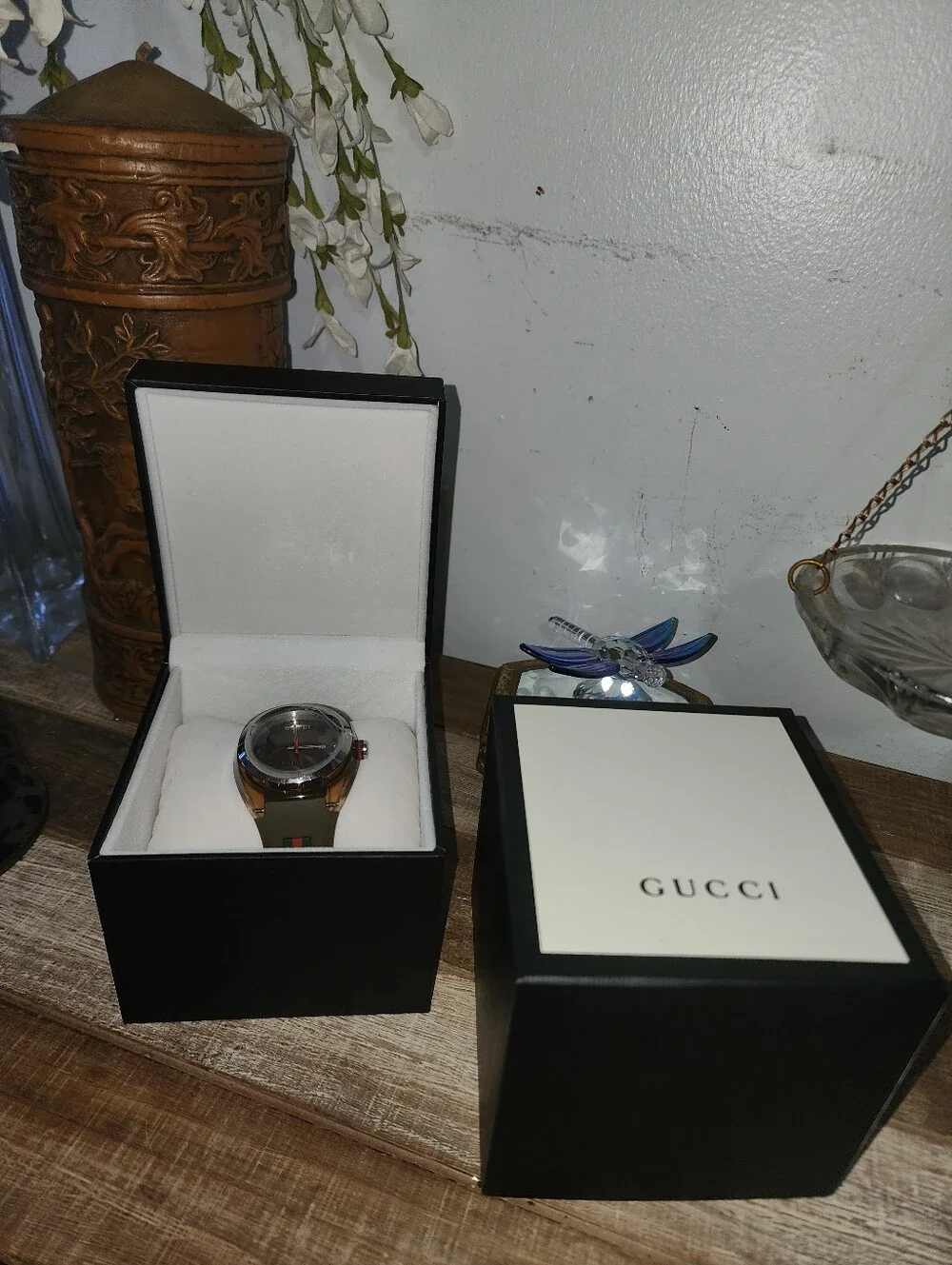 Authentic Gucci Sync YA137108 Rose Gold Green Rubber Strap Swiss Made Watch Box